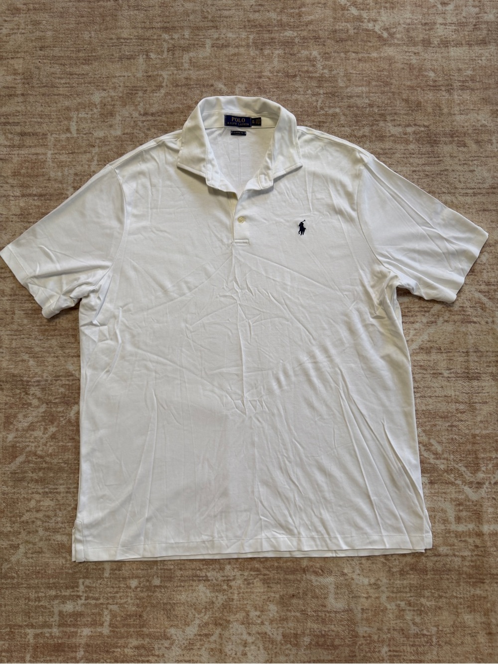 Polo Ralph Lauren Classic Fit Iconic Mesh Polo Shirt White Navy Pony Size XL